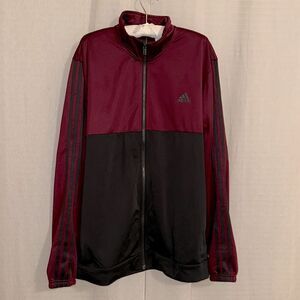 adidas 2X Burgundy Black Three Stripe Full Zip Track Jacket Sweatshirt